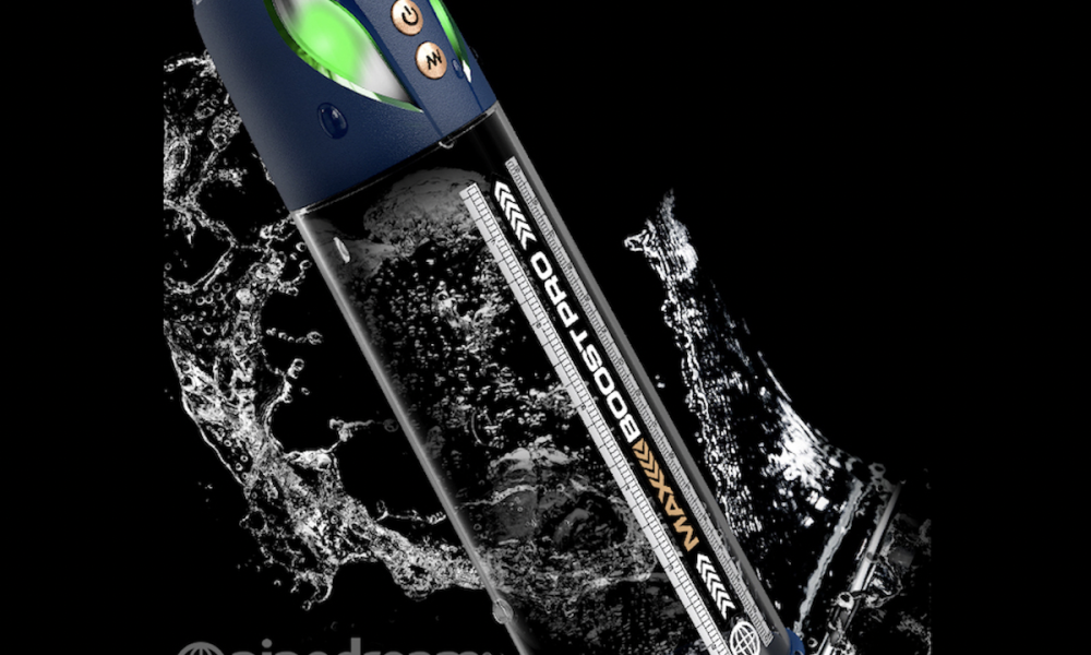 Pipedream Pump Worx  Max Boost Pro Flow Blue 4 Speed Auto Suction Penis Pump Clear